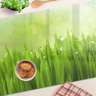 Snijplanken glas Groen gras met waterdruppels