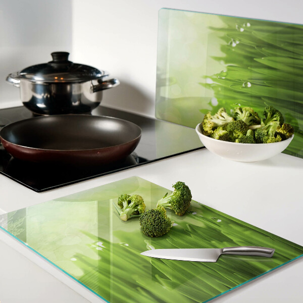 Snijplanken glas Groen gras met waterdruppels