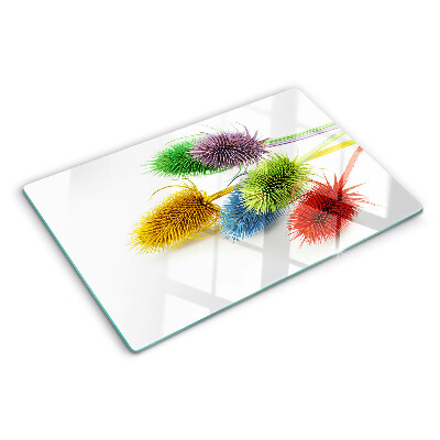 Snijplanken van glas Kleurrijke, driedimensionale bloemen