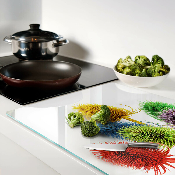 Snijplanken van glas Kleurrijke, driedimensionale bloemen