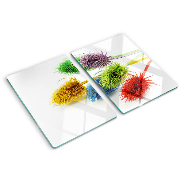 Snijplanken van glas Kleurrijke, driedimensionale bloemen