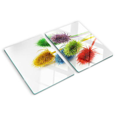 Snijplanken van glas Kleurrijke, driedimensionale bloemen