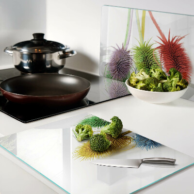 Snijplanken van glas Kleurrijke, driedimensionale bloemen