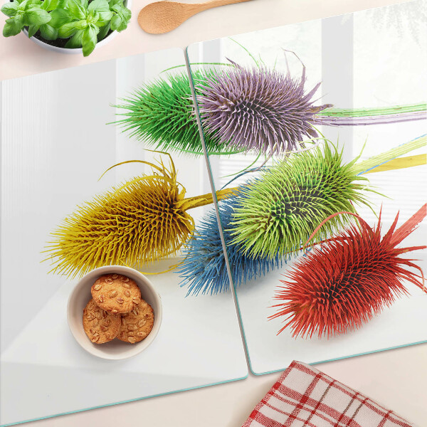 Snijplanken van glas Kleurrijke, driedimensionale bloemen