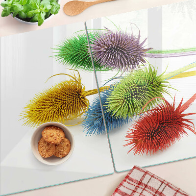 Snijplanken van glas Kleurrijke, driedimensionale bloemen