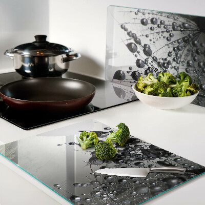 Glazen snijplanken Waterdruppels op planten