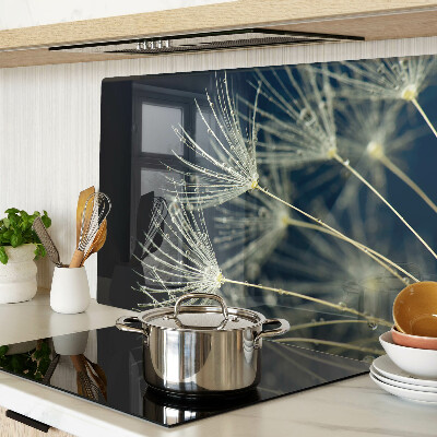 Snijplanken glas Paardenbloemen met waterdruppels