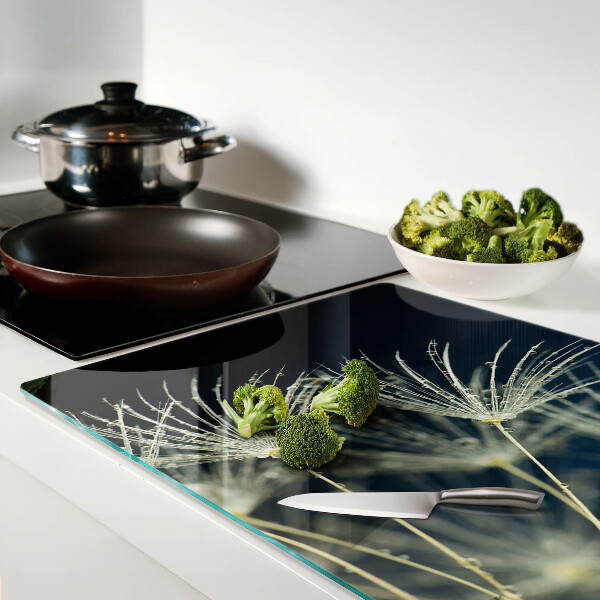 Snijplanken glas Paardenbloemen met waterdruppels