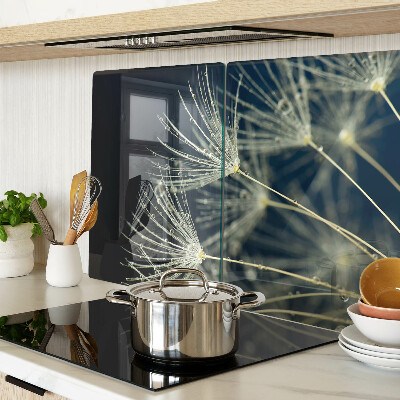 Snijplanken glas Paardenbloemen met waterdruppels