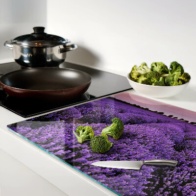 Snijplanken van glas Een lavendelveld in volle bloei.