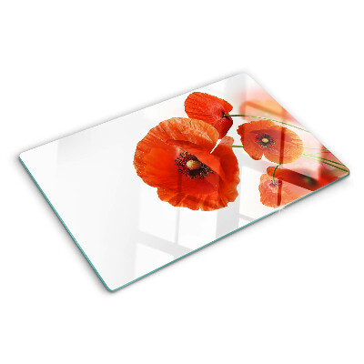 Snijplanken van glas Klaprozen in rode kleur