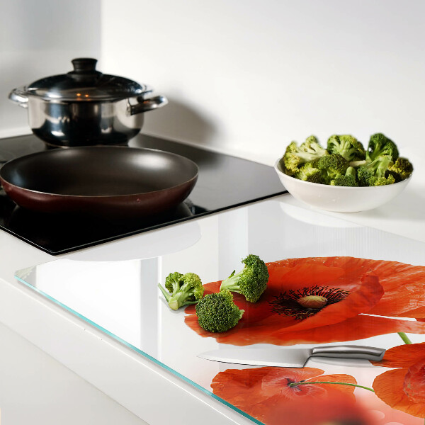 Snijplanken van glas Klaprozen in rode kleur