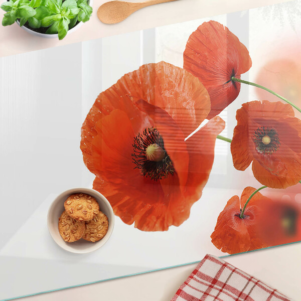 Snijplanken van glas Klaprozen in rode kleur