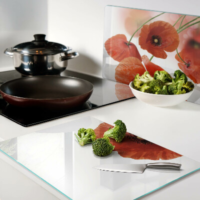 Snijplanken van glas Klaprozen in rode kleur