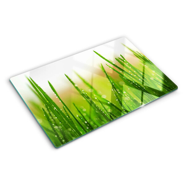 Glazen snijplanken Gras met waterdruppels