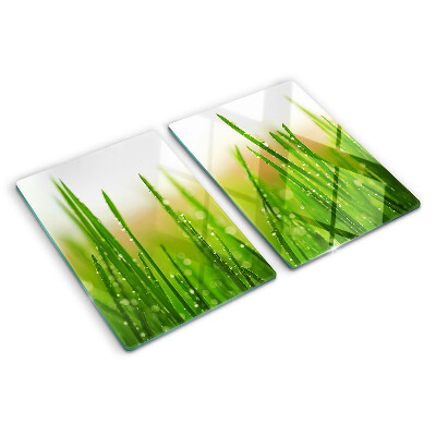 Glazen snijplanken Gras met waterdruppels