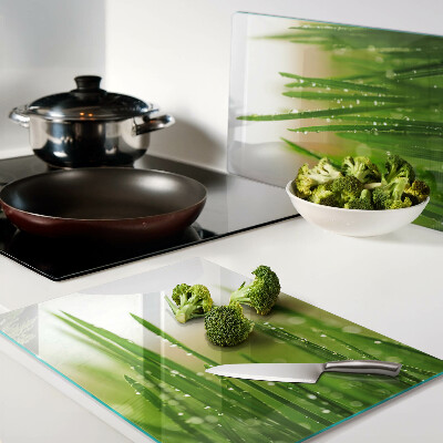 Glazen snijplanken Gras met waterdruppels