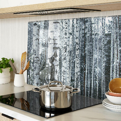 Snijplanken van glas Berkenbos in winterlandschap