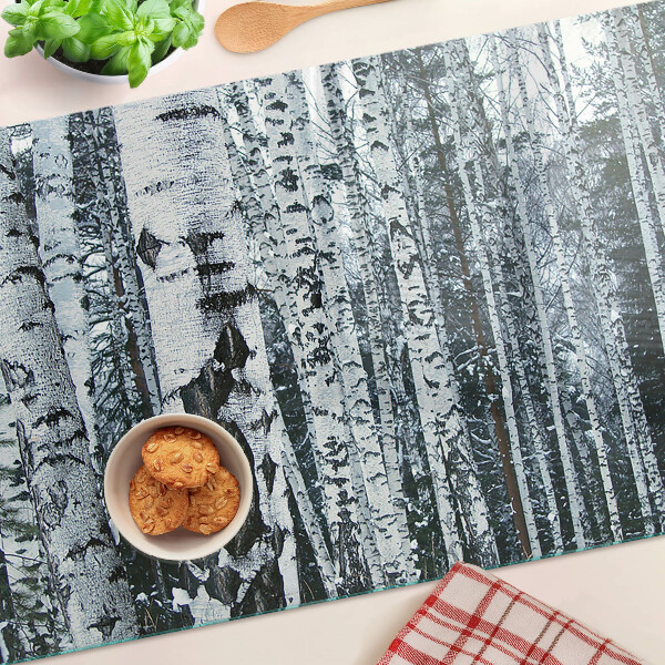 Snijplanken van glas Berkenbos in winterlandschap