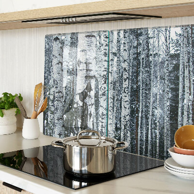 Snijplanken van glas Berkenbos in winterlandschap