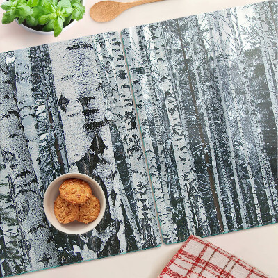 Snijplanken van glas Berkenbos in winterlandschap