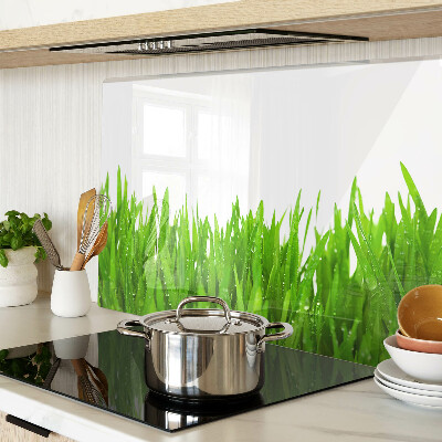 Snijplanken glas Groen gras met waterdruppels