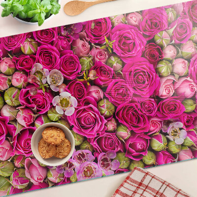 Snijplanken glas Roze bloemen in een boeket