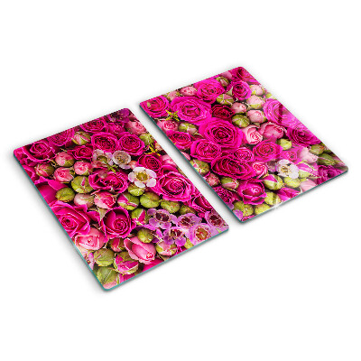 Snijplanken glas Roze bloemen in een boeket