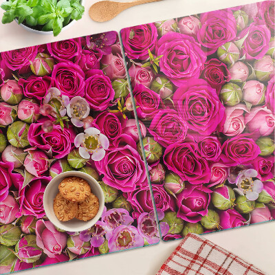 Snijplanken glas Roze bloemen in een boeket