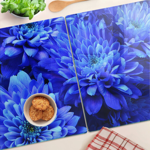 Glazen snijplanken Blauwe chrysantenbloemen