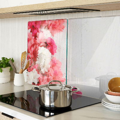 Snijplanken van glas Bloemen in roze en witte tinten.