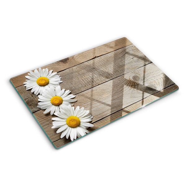 Snijplanken glas Bloemen op een houten achtergrond