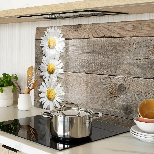 Snijplanken glas Bloemen op een houten achtergrond