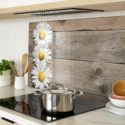 Snijplanken glas Bloemen op een houten achtergrond