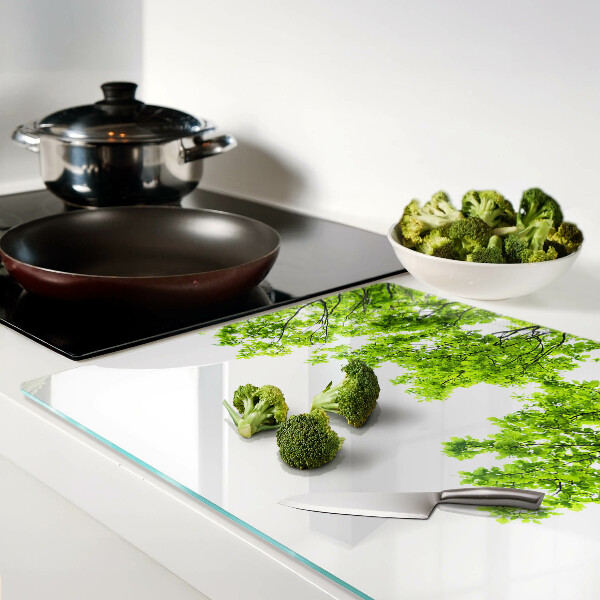 Snijplanken glas Groene bladeren tegen de hemel