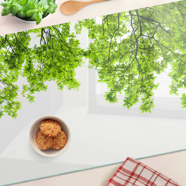 Snijplanken glas Groene bladeren tegen de hemel