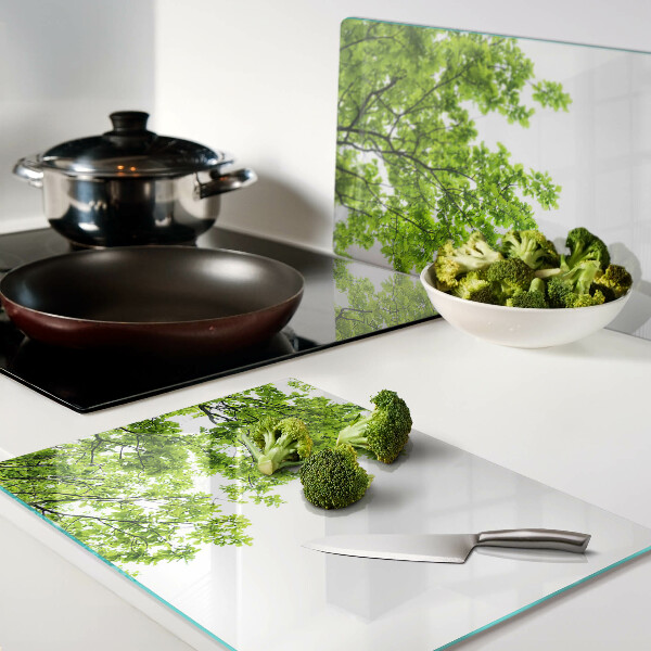 Snijplanken glas Groene bladeren tegen de hemel