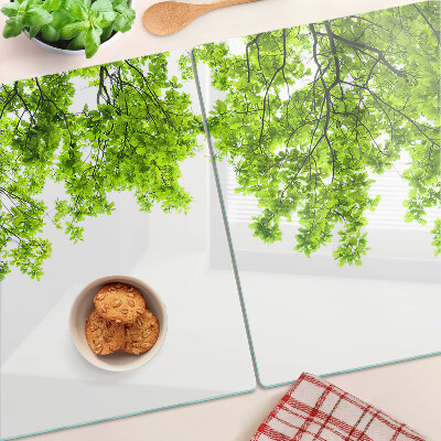 Snijplanken glas Groene bladeren tegen de hemel