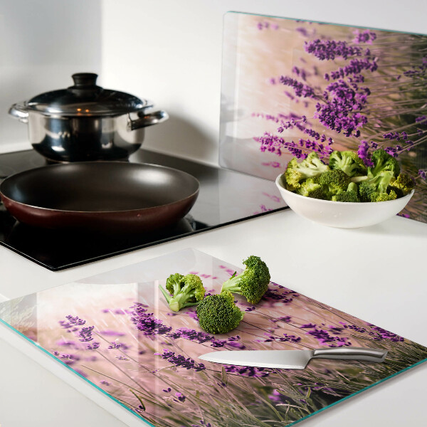 Snijplanken van glas Lavendelveld in de zon