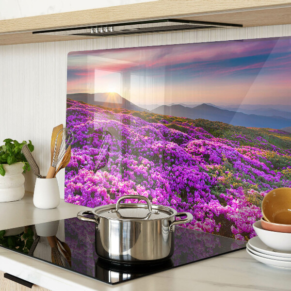 Glazen snijplanken Bloemenlandschap bij zonsondergang