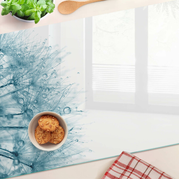 Snijplanken glas Paardenbloemen met waterdruppels