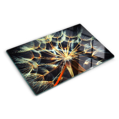 Snijplanken van glas Paardenbloemen in macrofotografie