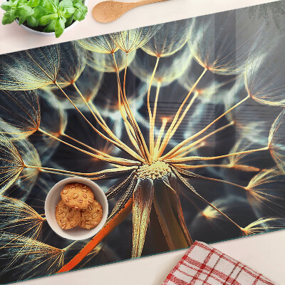 Snijplanken van glas Paardenbloemen in macrofotografie