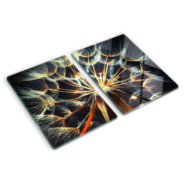 Snijplanken van glas Paardenbloemen in macrofotografie