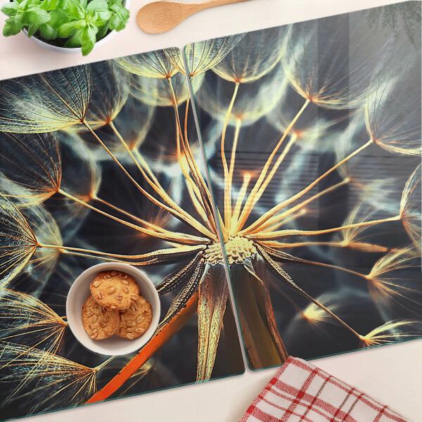 Snijplanken van glas Paardenbloemen in macrofotografie
