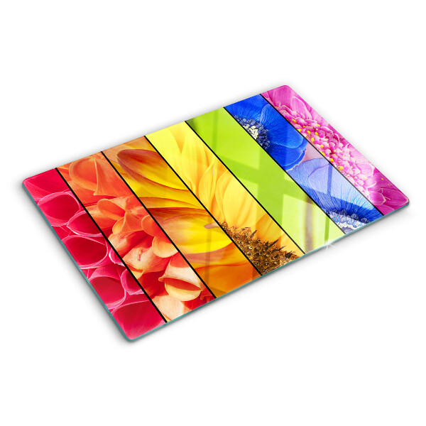 Snijplanken van glas Bloemmotieven in intense kleuren