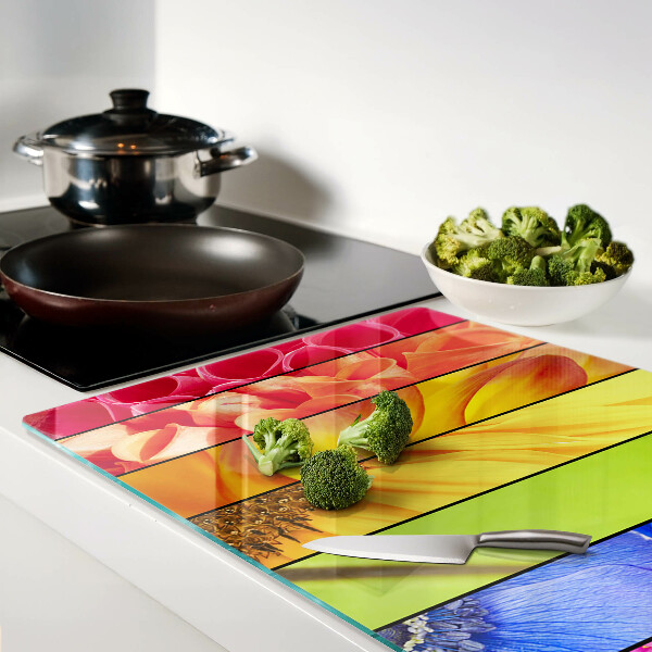 Snijplanken van glas Bloemmotieven in intense kleuren