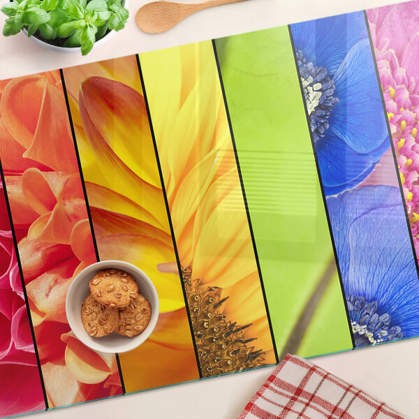 Snijplanken van glas Bloemmotieven in intense kleuren