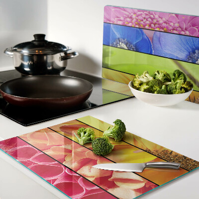 Snijplanken van glas Bloemmotieven in intense kleuren