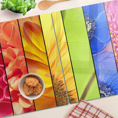 Snijplanken van glas Bloemmotieven in intense kleuren